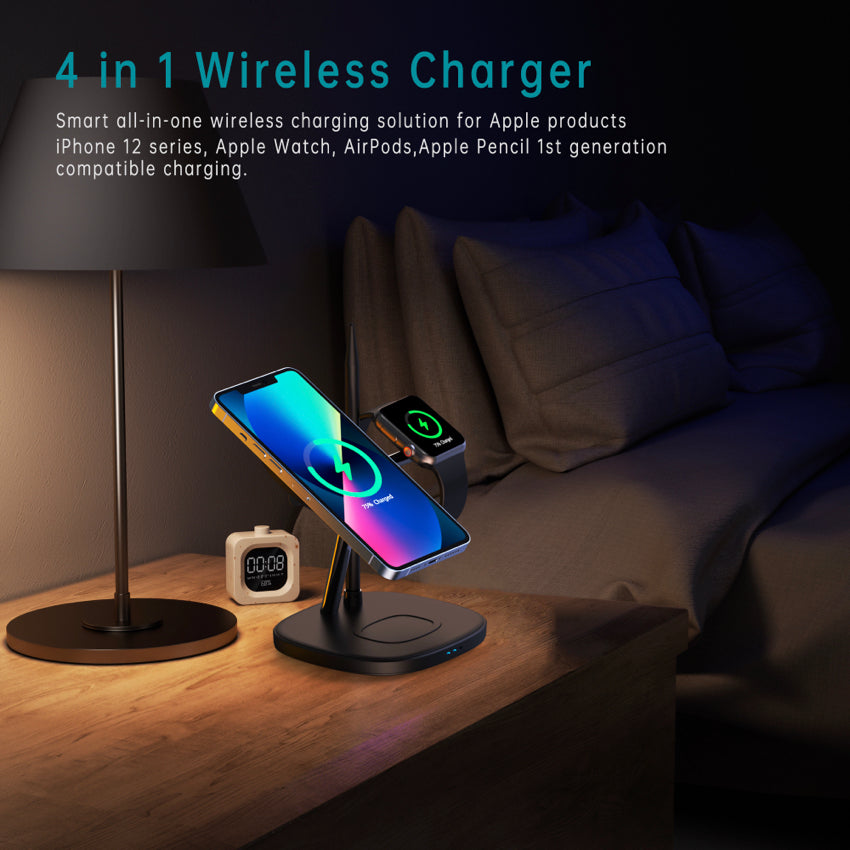 Choetech 4 in 1 wireless charger 10W- Black