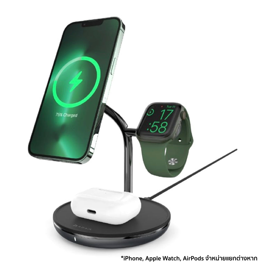 ADAM ELEMENTS OMNIA M3+ Magnetic 3-in-1 Wireless Charging Station - Black