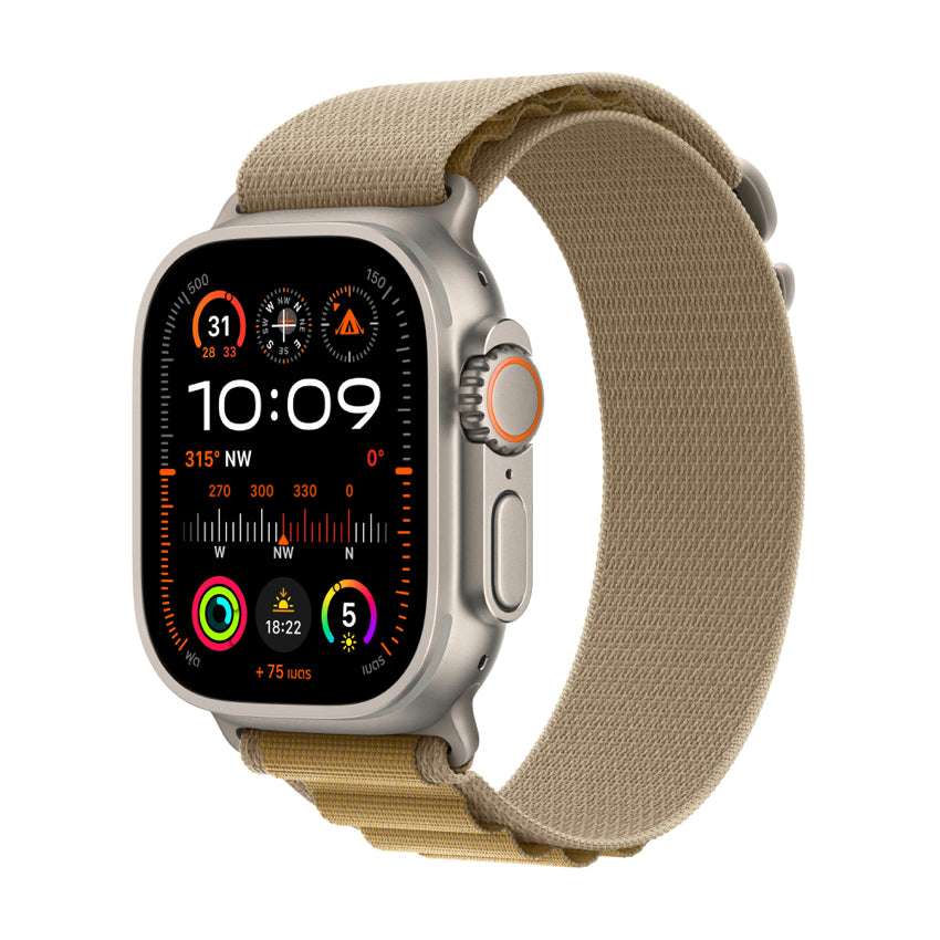 Apple AW 49mm Natural Titanium Case Ultra 2 GPS + Cellular - Tan Alpine Loop - Small