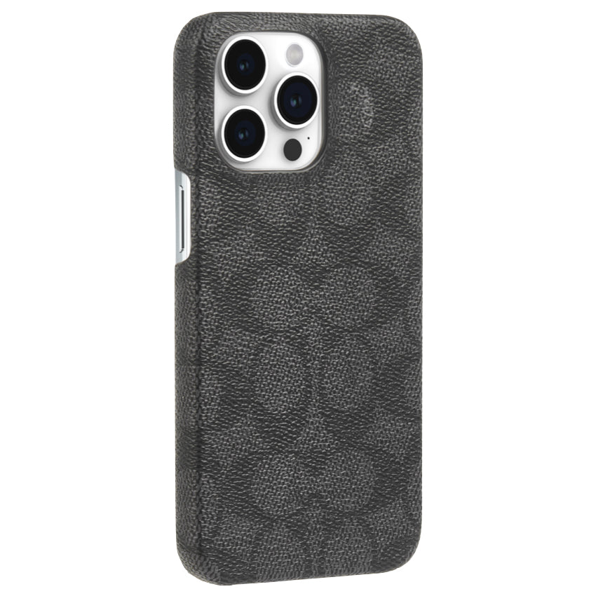 เคสแฟชั่น Coach Slim Wrap สำหรับ iPhone 15 Pro Max สี Signature C Charcoal