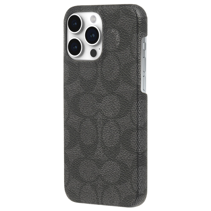 เคสแฟชั่น Coach Slim Wrap สำหรับ iPhone 15 Pro Max สี Signature C Charcoal