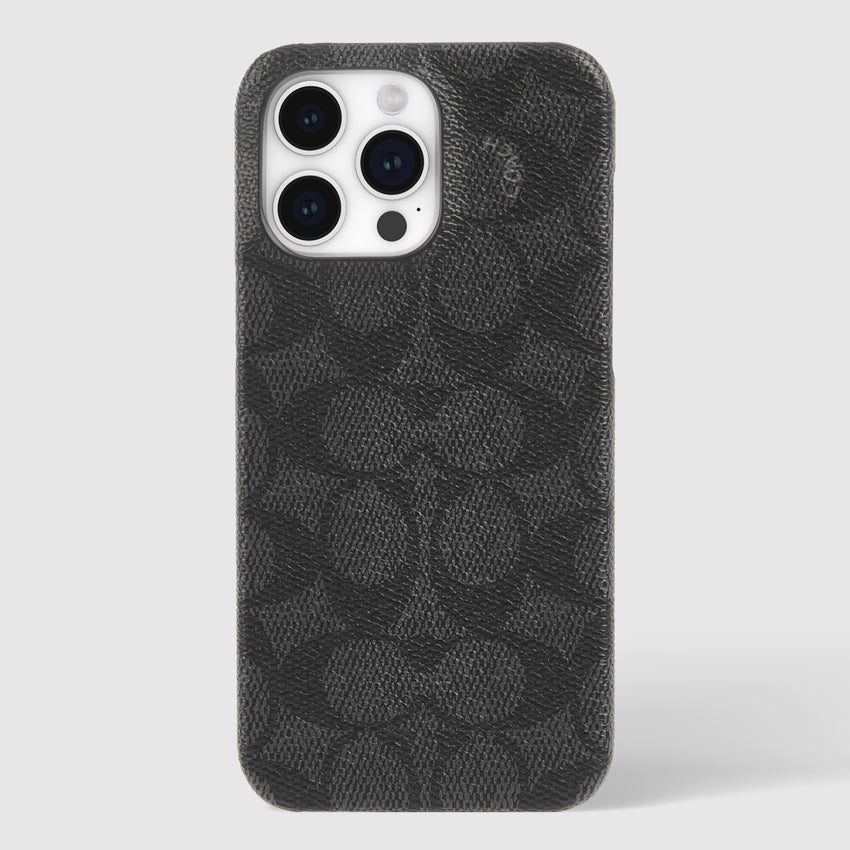 เคสแฟชั่น Coach Slim Wrap สำหรับ iPhone 15 Pro Max สี Signature C Charcoal