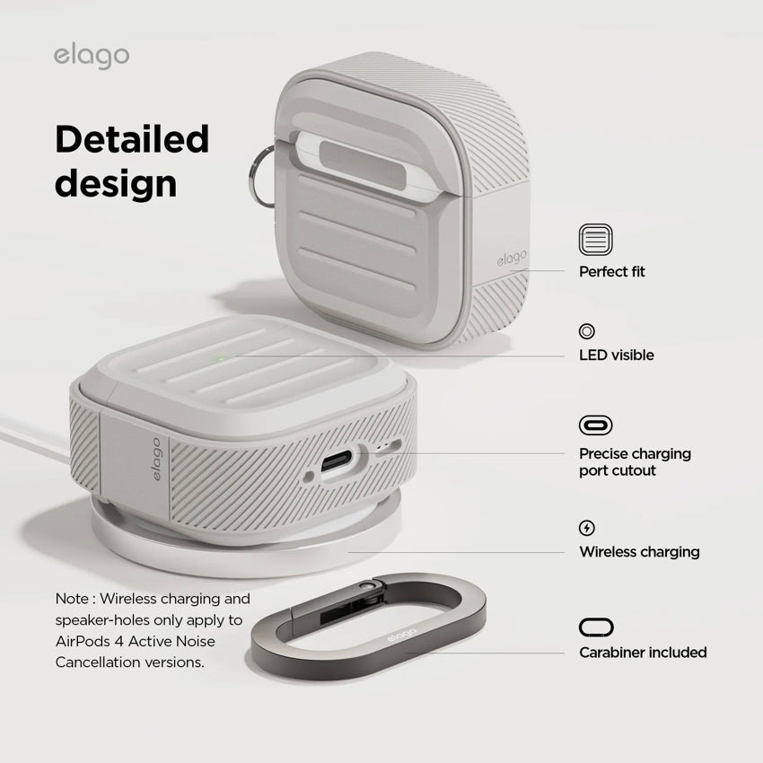 AirPods G4 Case Elago Armor Hang - Stone