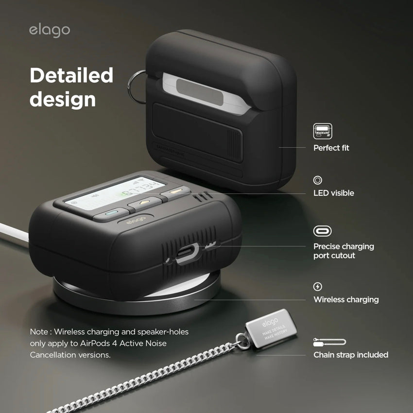 AirPods G4 Case Elago Pager (Key Chain Included) - Black