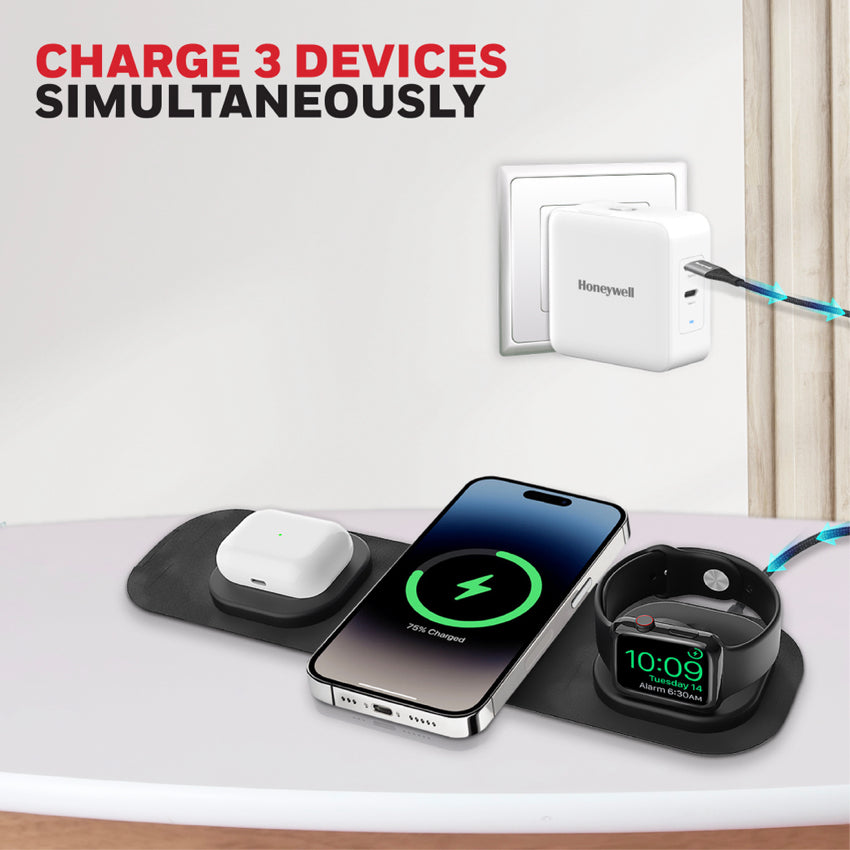 แท่นชาร์จไร้สาย Honeywell Zest Wireless 3 in 1 Foldable Charger