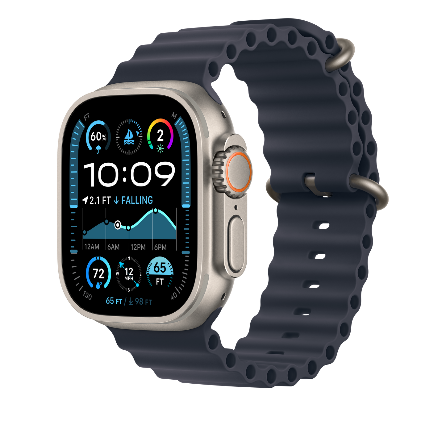 Apple Ocean Band 49mm Extension - NaturalTitaniumFinish/Navy