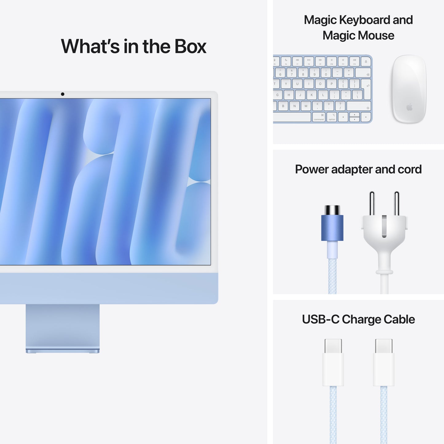 24-inch iMac with Retina 4.5K display: Apple M4 chip with 8-core CPU and 8‑core GPU, 256GB SSD - Blue