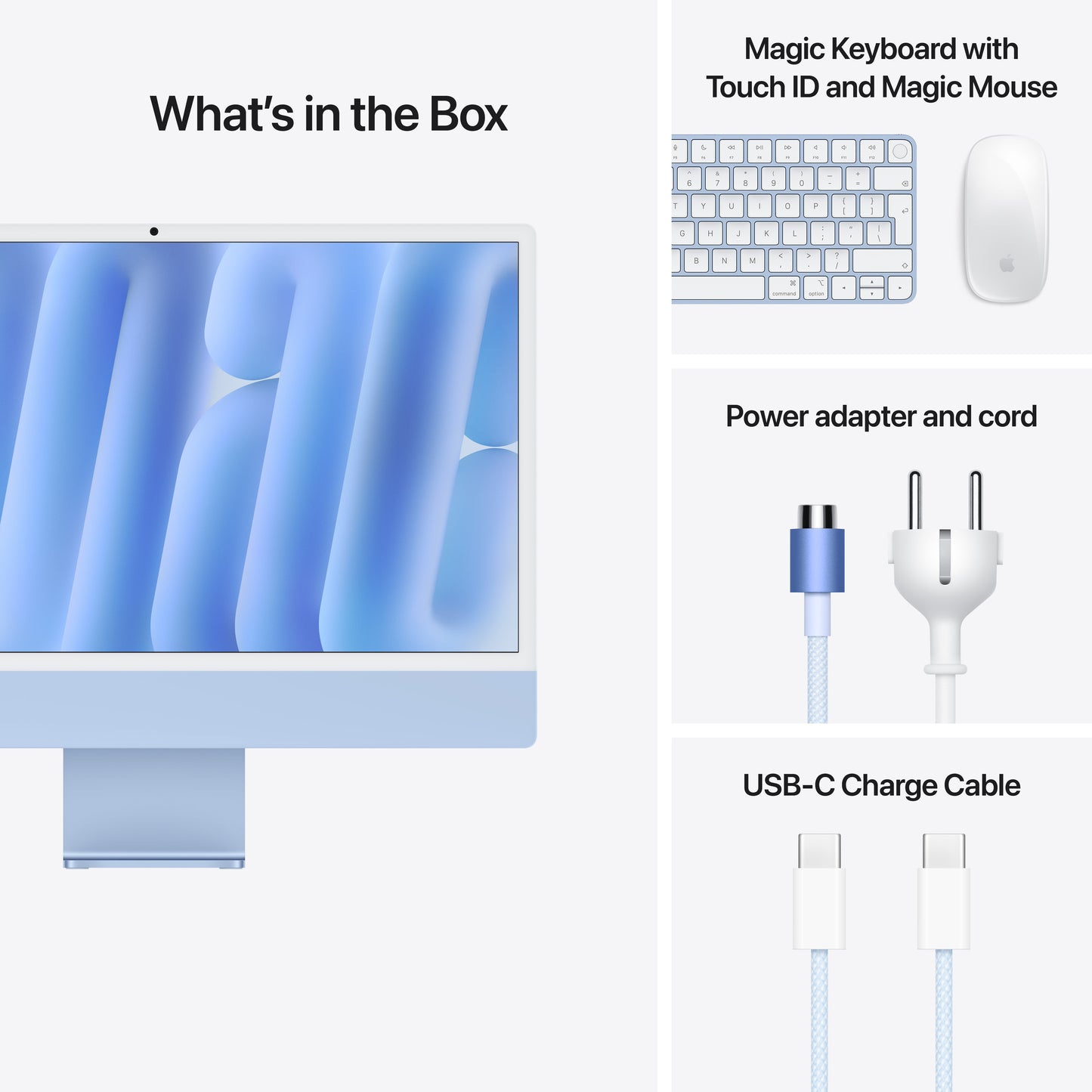 24-inch iMac with Retina 4.5K display: Apple M4 chip with 10-core CPU and 10-core GPU, 256GB SSD - Blue