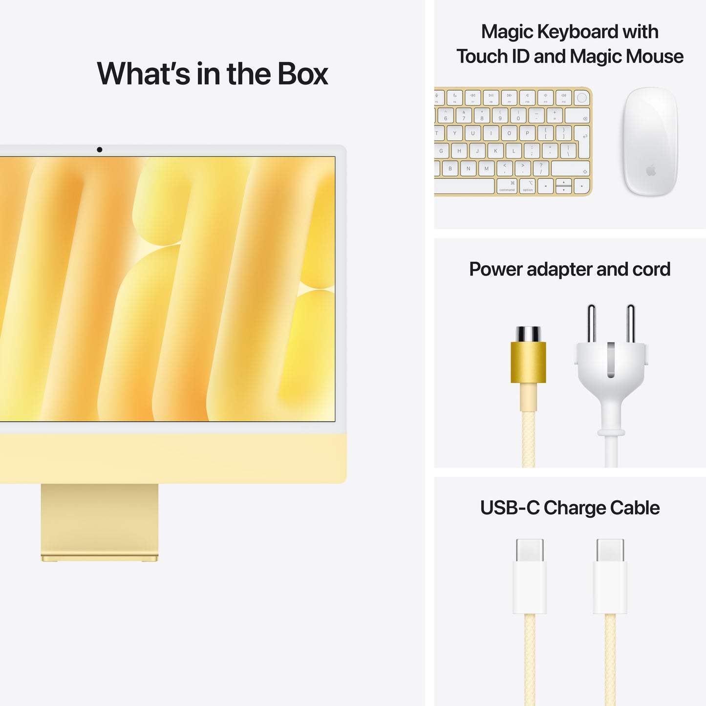 24-inch iMac with Retina 4.5K display: Apple M4 chip with 10-core CPU and 10-core GPU, 256GB SSD - Yellow