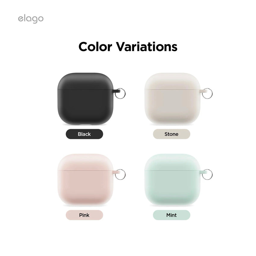 เคสกันกระแทก AirPods รุ่นที่ 4 Elago Liquid Silicone Hang สี Stone