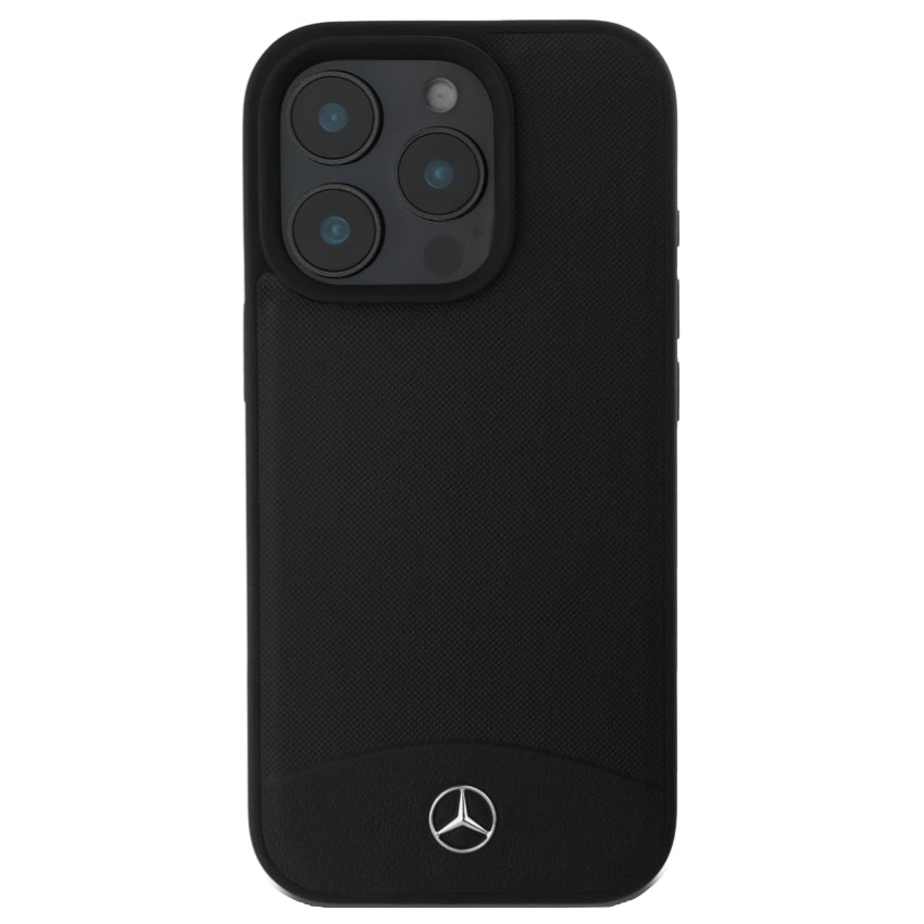 iPhone 16 Pro Max Case Mercedes Benz Textured and Plain Leather MagSafe - Black