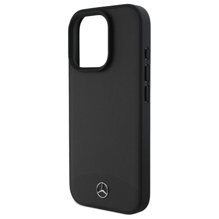 iPhone 16 Pro Max Case Mercedes Benz Textured and Plain Leather MagSafe - Black