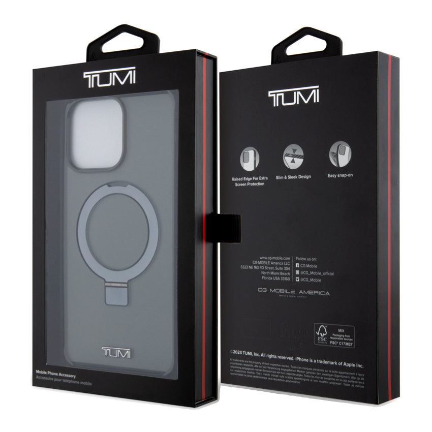 TUMI Transparent PC TPU Mettalic Mag With Stand Function for iPhone 15 Pro Max - Black