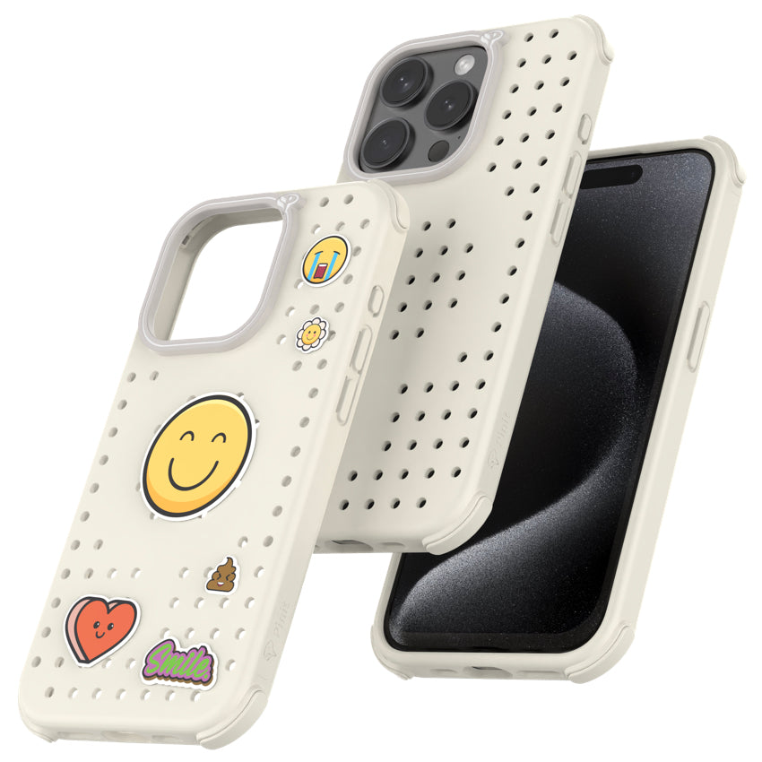 Pinit Mag Case with Pin Pack for iPhone 15 Pro Max - Dynamic/White/Emoji1