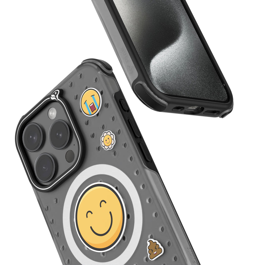 เคสกันกระแทก Pinit MagSafe พร้อม Pin Pack สำหรับ iPhone 15 Pro -  Dynamic/Clear/Black Bumper/Emoji1