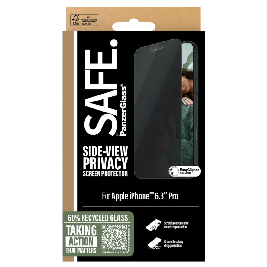 ฟิล์มกันรอยแบบเพิ่มความเป็นส่วนตัว Safe Ultra Wide Fit สำหรับ iPhone 16 Pro จากแบรนด์ SAFE