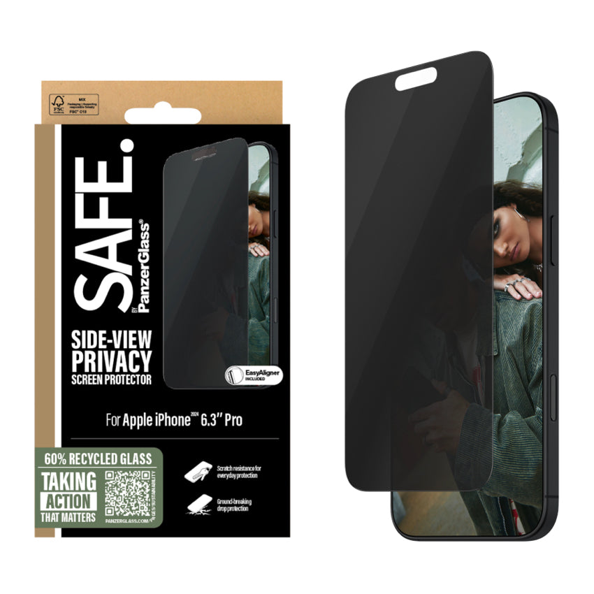 ฟิล์มกันรอยแบบเพิ่มความเป็นส่วนตัว Safe Ultra Wide Fit สำหรับ iPhone 16 Pro จากแบรนด์ SAFE