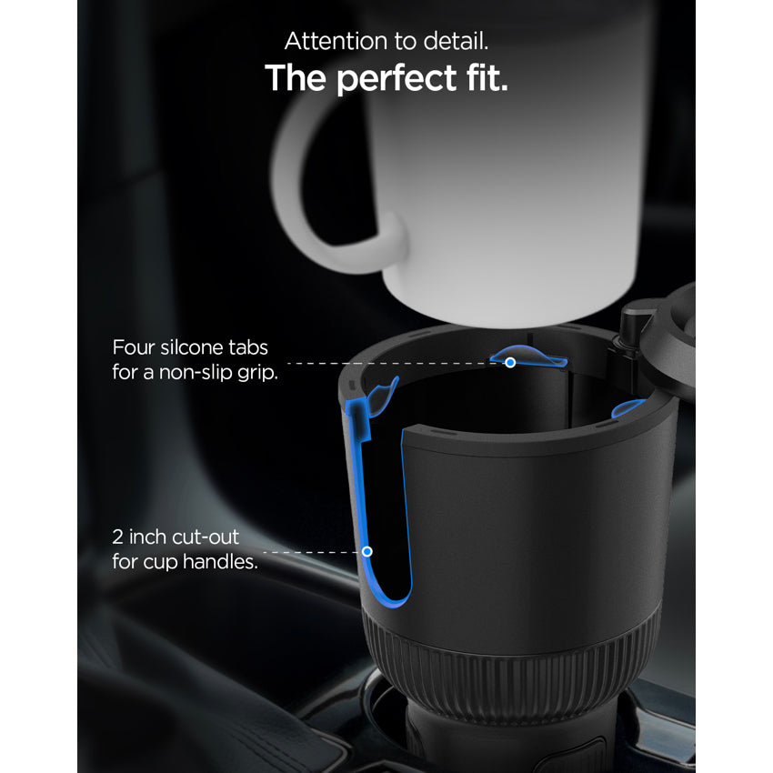 Spigen Hydrohub Adjustable Cup Holder Expander for Car [2 in 1] - Black