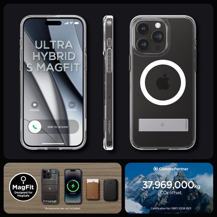 เคสใส Spigen Ultra Hybrid S MagFit สำหรับ iPhone 15 Pro Max สี Crystal Clear