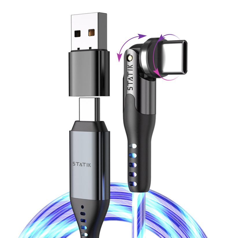 สายชาร์จ PowerPivot USB-C to USB-C ความยาว 2 เมตร มาพร้อมไฟ LED ส่องสว่างที่ตัวสาย จากแบรนด์ STATIK