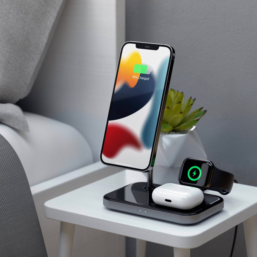 Satechi Magnetic 3 in 1 Wireless Charging Stand - Space Gray