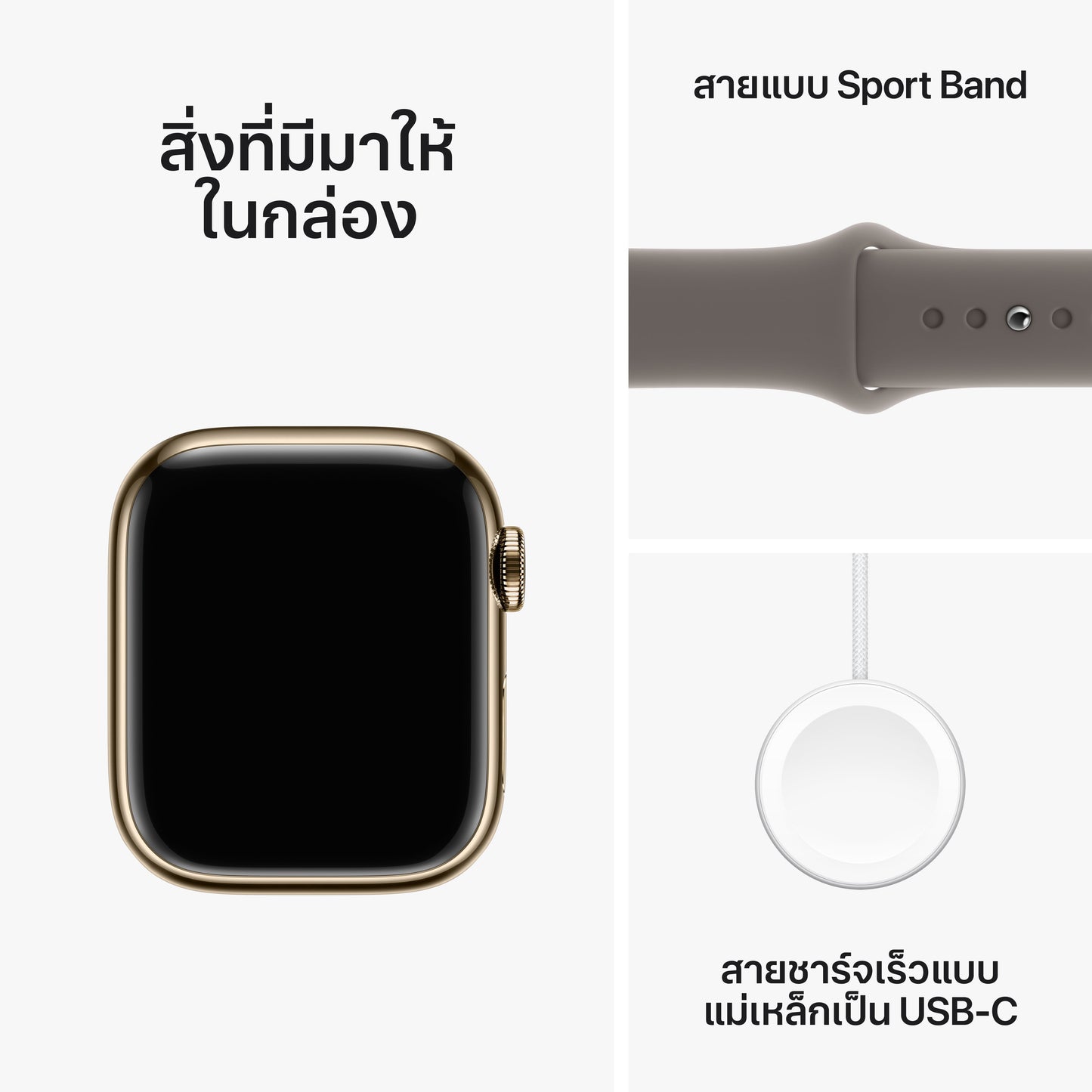 Apple Watch Series 9 GPS + Cellular 41mm Gold Stainless Steel Case with Clay Sport Band - S/M