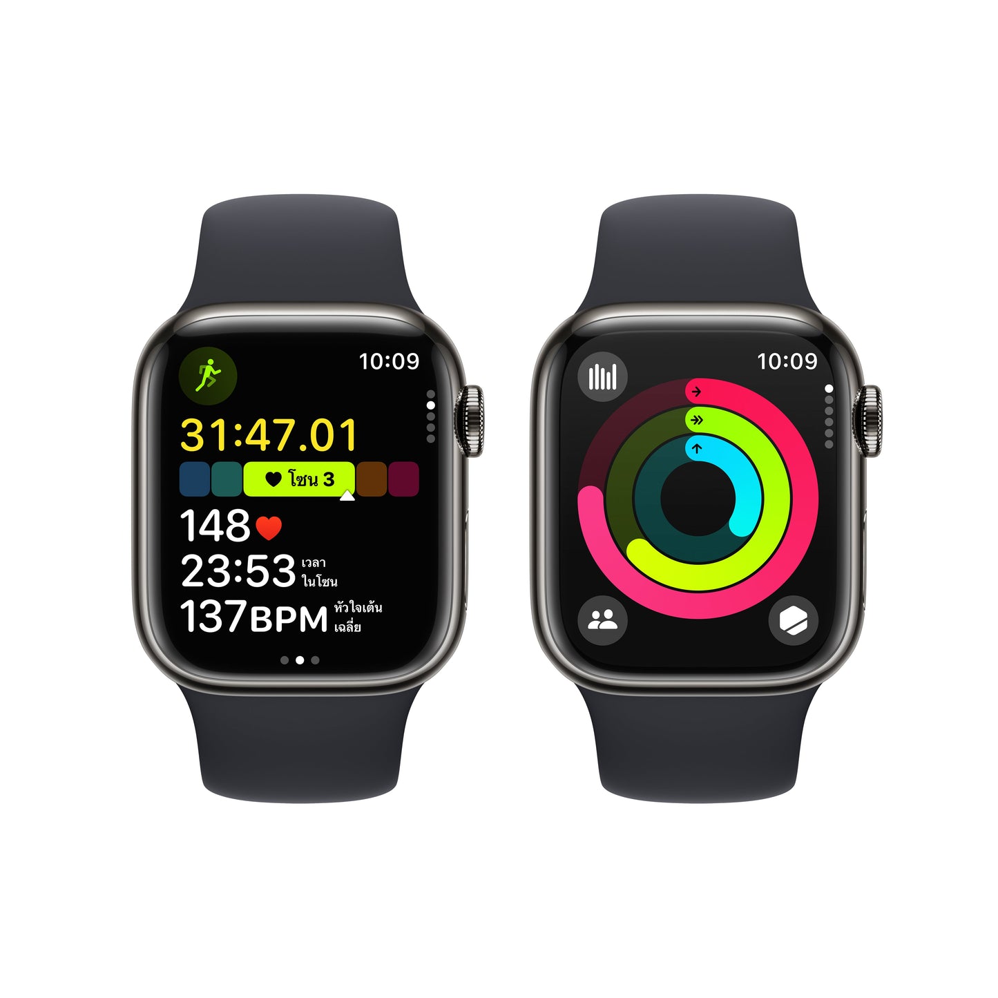 Apple Watch Series 9 GPS + Cellular 41mm Graphite Stainless Steel Case with Midnight Sport Band - S/M