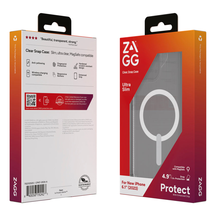 ZAGG Clear Snap for iPhone 15 - Clear