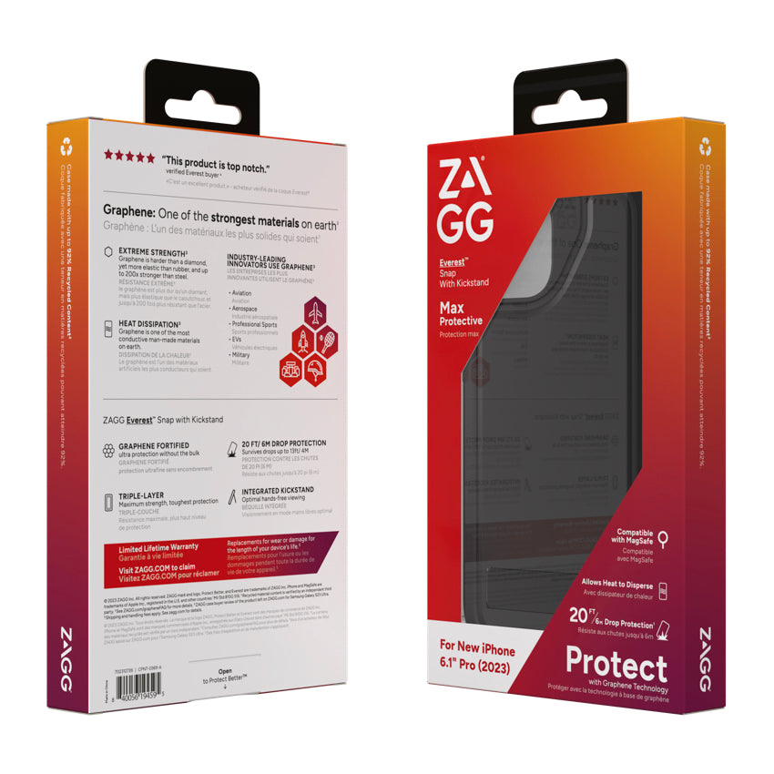 ZAGG เคส Everest Snap พร้อมขาตั้ง สำหรับ iPhone 15 Pro สี Black