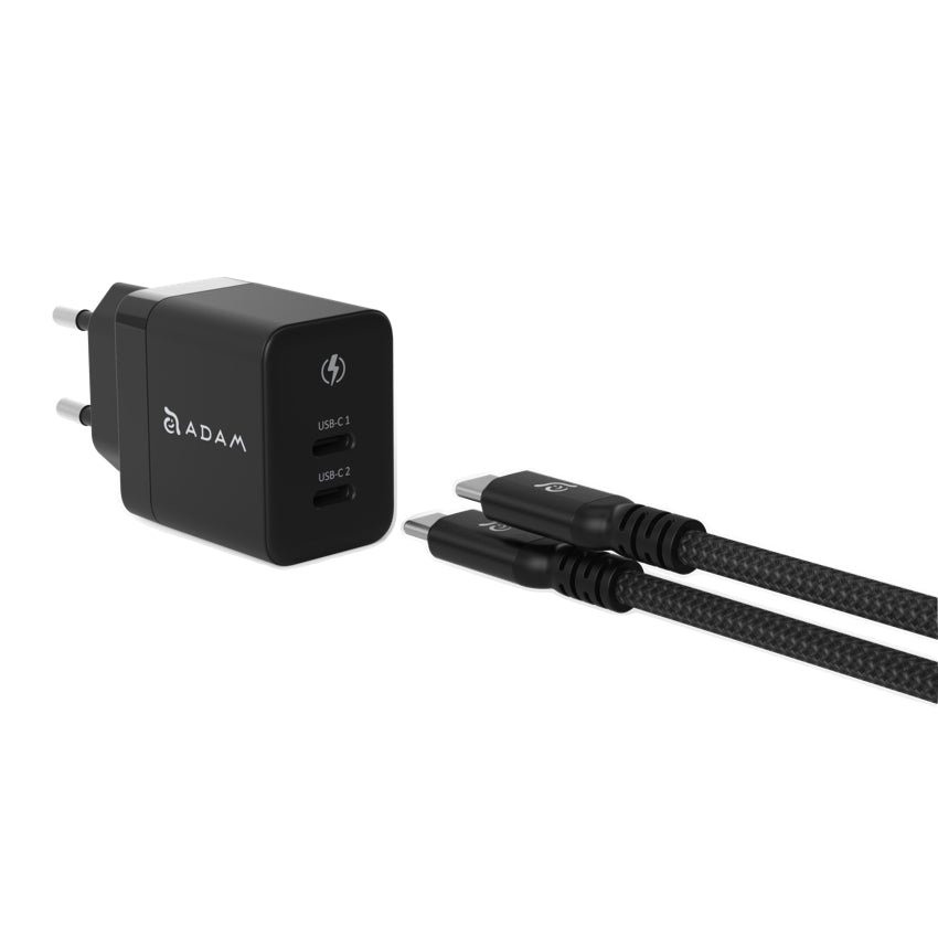 Adam Element OMNIA X35C GaN 35W Dual USB-C Compact Charger TH Plug - Black