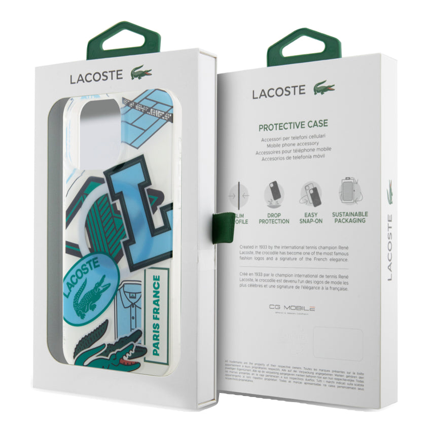 เคสกันกระแทก LACOSTE Mag Hard Case Double Layer สำหรับ iPhone 15 Pro Max ลาย Blue Patchs