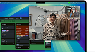 A video call using the Center Stage feature, which keeps the user centered in the frame as they move around