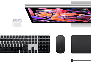 อุปกรณ์เสริมสำหรับ Mac: AirPods, Studio Display, Magic Keyboard, Magic Mouse, Magic Trackpad, สายชาร์จ MagSafe สีดำสเปซแบล็ค