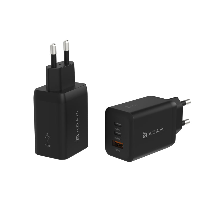 Adam Element OMNIA X65 GaN 65W 3-Port Fast Charging Wall Charger TH Plug - Black