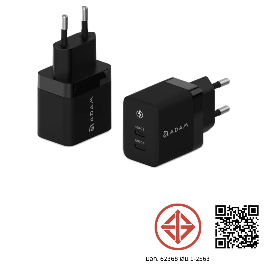 Adam Element OMNIA X35C GaN 35W Dual USB-C Compact Charger TH Plug - Black